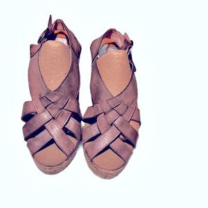 KANNA Taupe, leather wedges size EU 42
